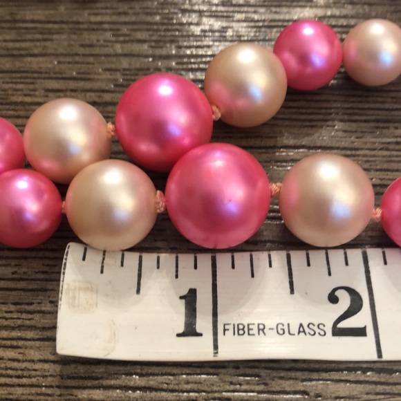 Vintage Double Stand Faux Pearls Pink & Cream Made in Japan - Picture 6 of 16